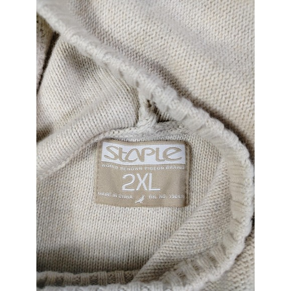 Jeff Staple Pigeon Sweater Mens 2XL Beige Hooded Striped Knit Casual Streetwear - Picture 3 of 14